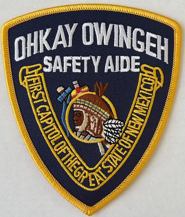 OHKAY OWINGEH NEW MEXICO SAFETY AIDE NAVY SHOULDER PATCH - SEW ON.